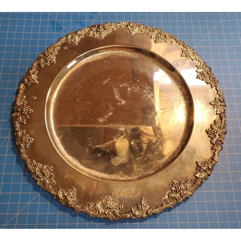 12" silver plate with Grapes